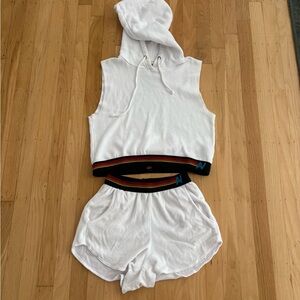 Aviator nation White Hoodie and Shorts Set